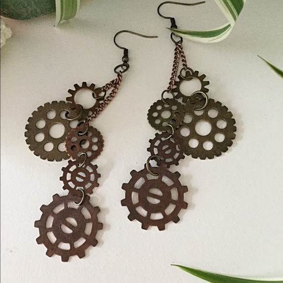 Steampunk Earrings, Unique Earrings, One Of a Kind - Picture 8 of 8